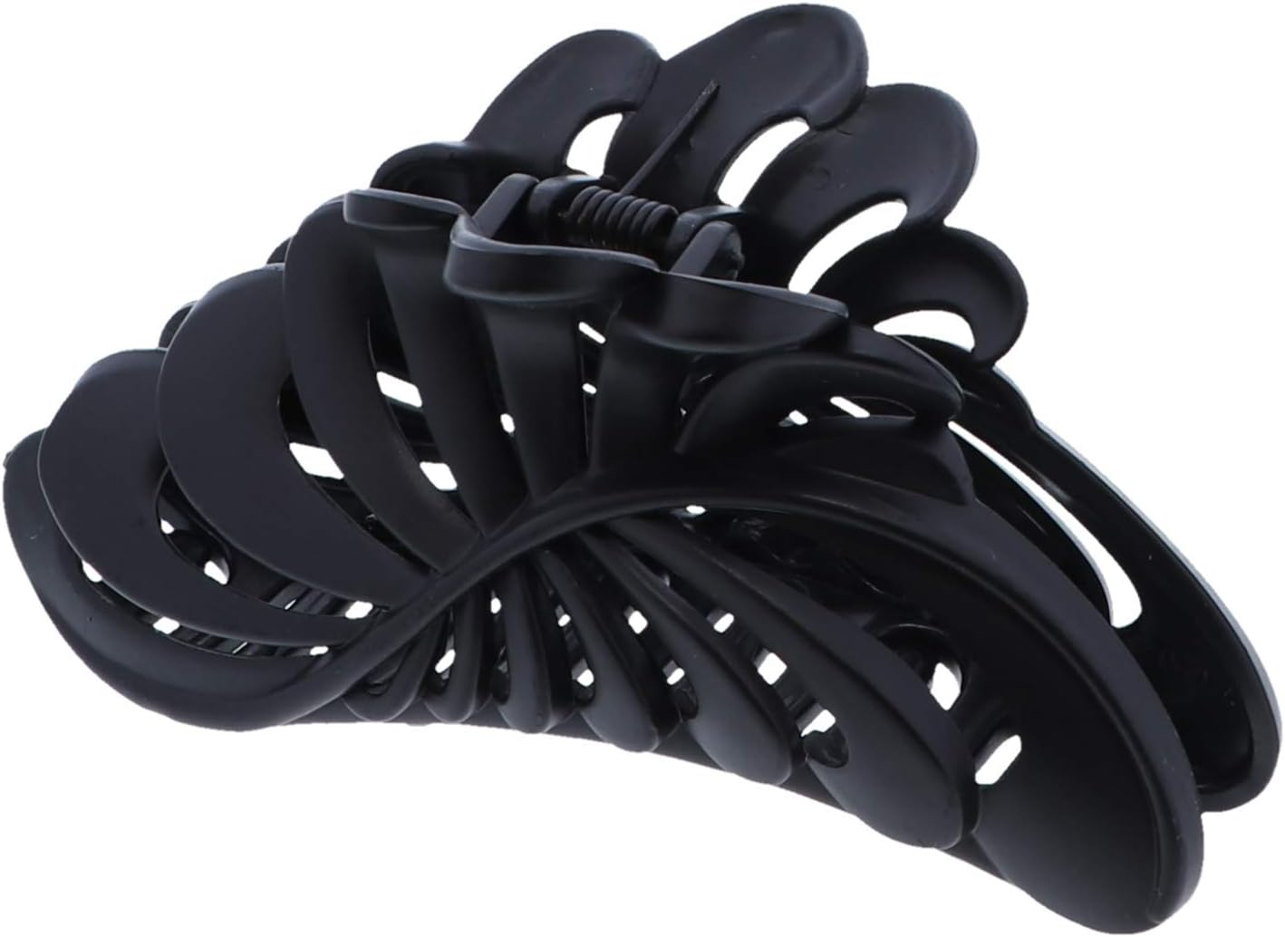 Matte Black 5 Inch Large Jaw Clip Hair Claw with Leaf Design (Motique Accessories) image number 1