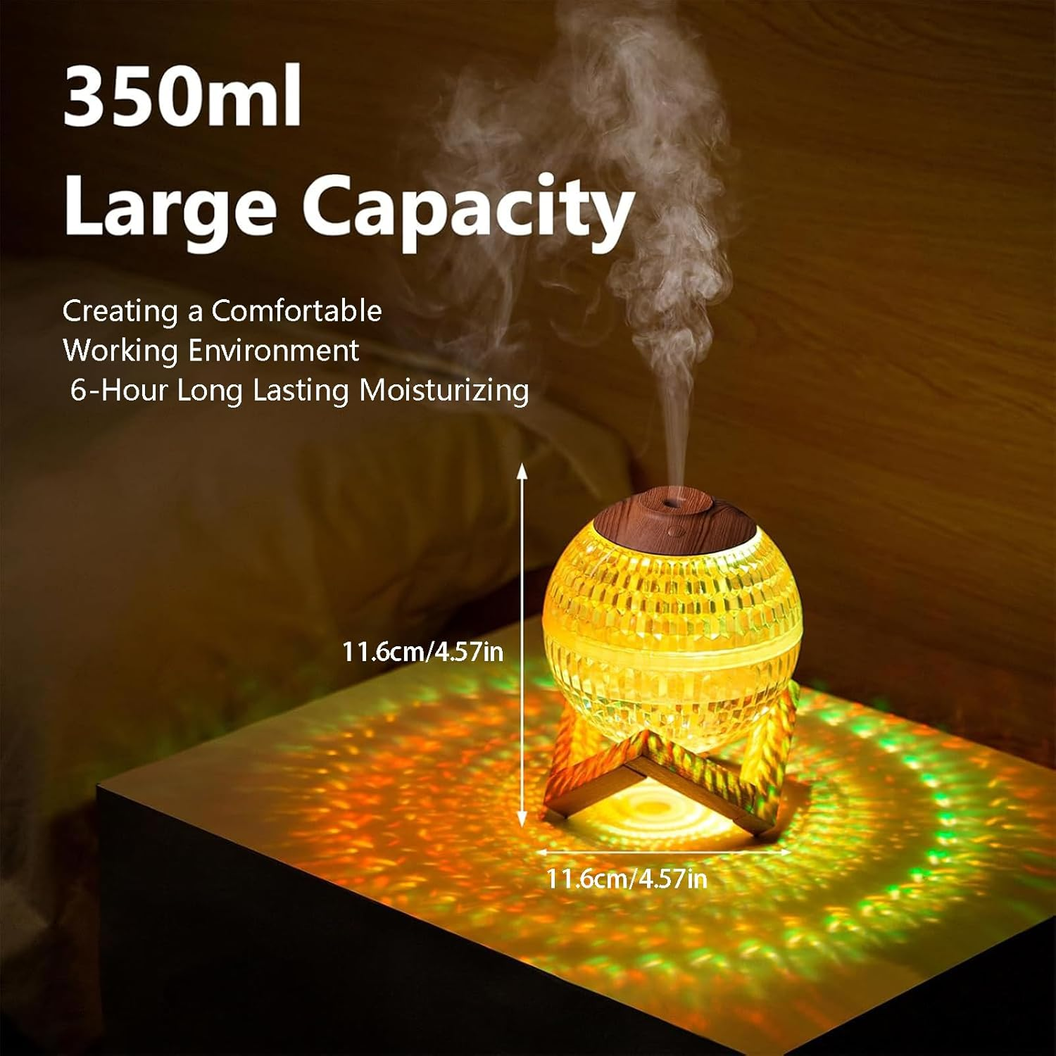 Crystal Ball Mini Mood Light - 7 Color LED Night Light Humidifier for Kids Bedroom & Parties | Auto Shut-Off, Super Quiet Personal Humidifier for Bedroom, Office, Kids, and Plants image number 2