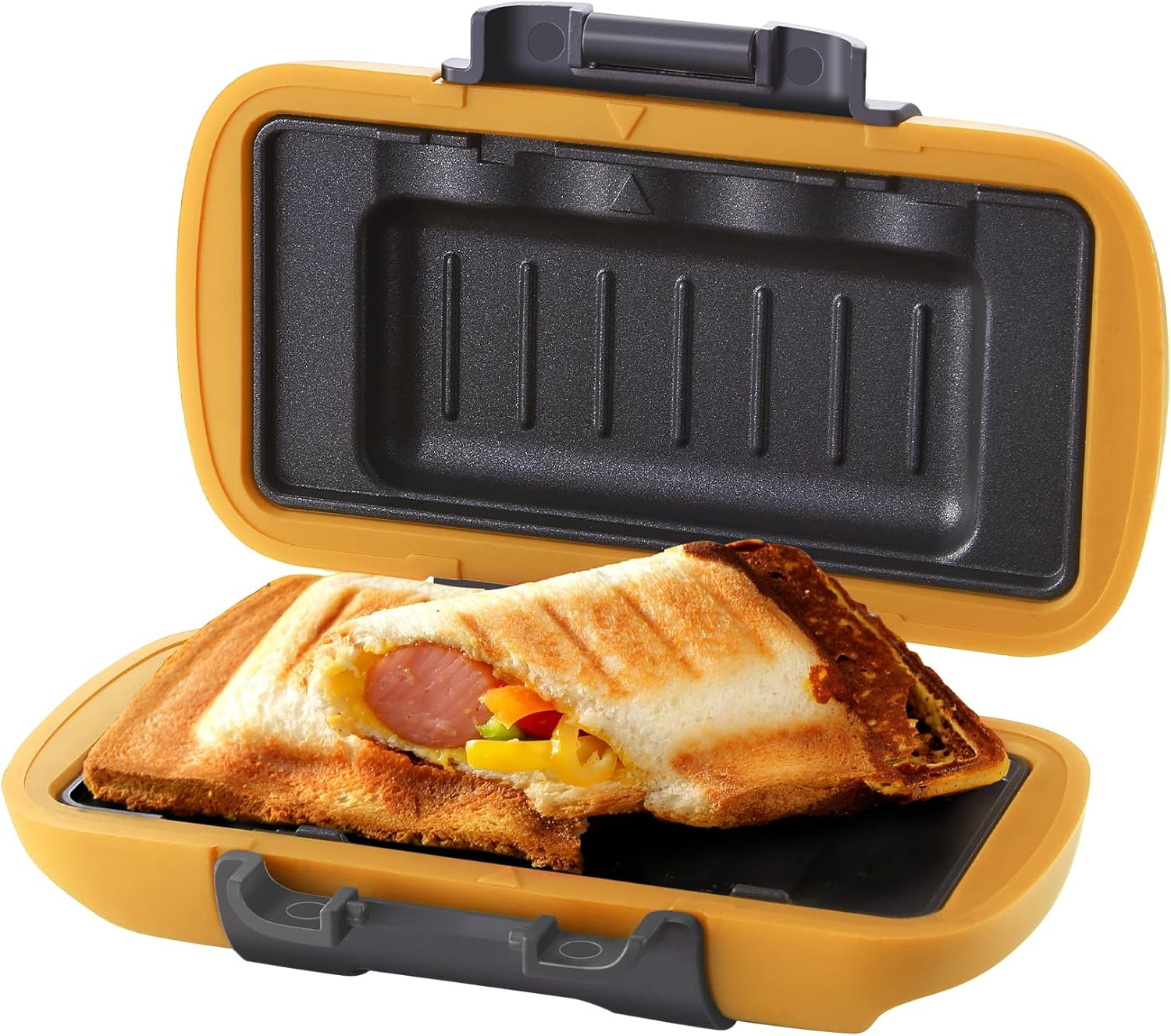 Mico Dingker Microwave Sandwich Maker, Microwave Toastie Maker, Snack Maker & Panini Press, Microwavable Metal, Removable Non-Stick Plates Silicone Microwavable Cookware, Heatwave Technology, Orange