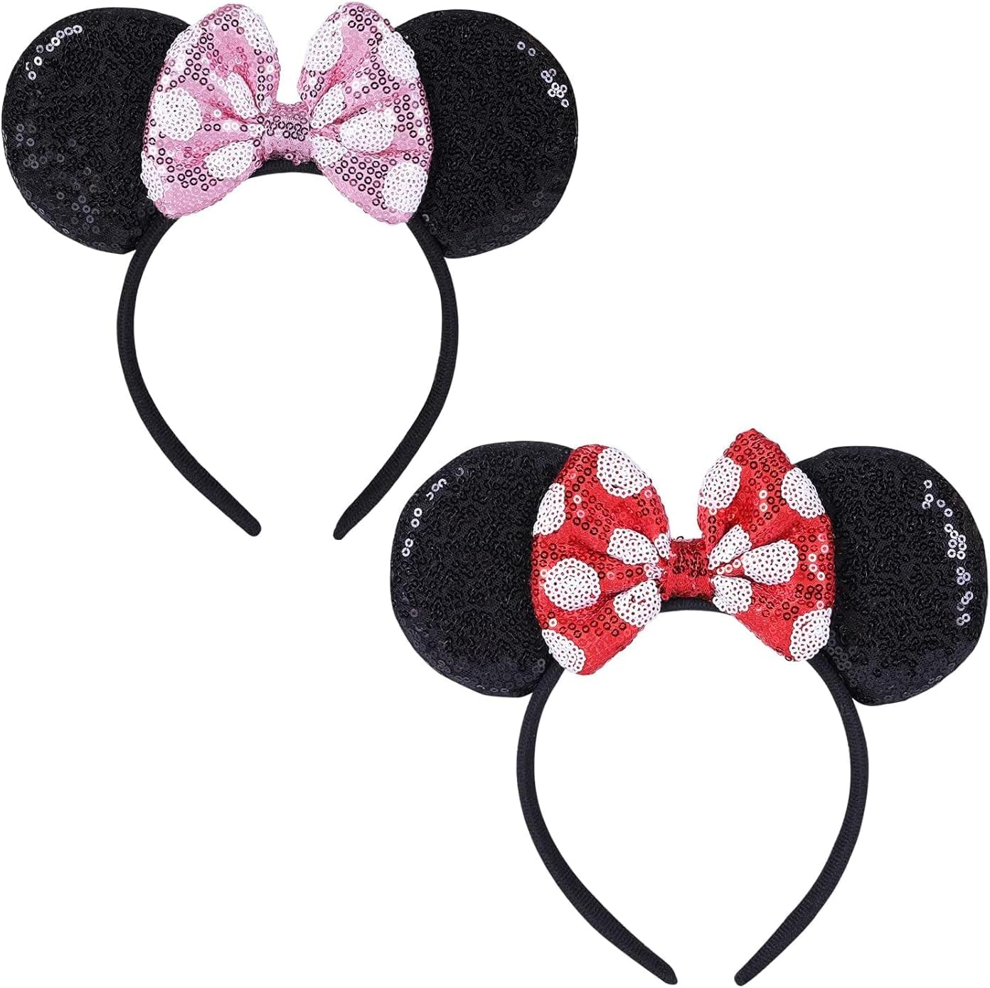 Mouse Costume Ears,2 Pcs Mouse Ears Headbands for Girls & Women Party,Size Free