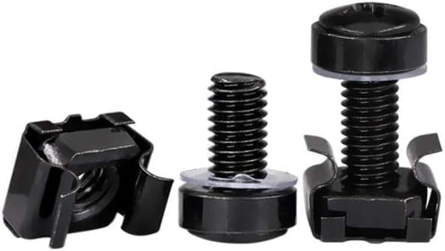 100 Set M5,M6 Cage Nuts Screws and Washers Set, Hardware Cage Nut Screws and Washers for Rack Mount Server Shelves Cabinet(Black)