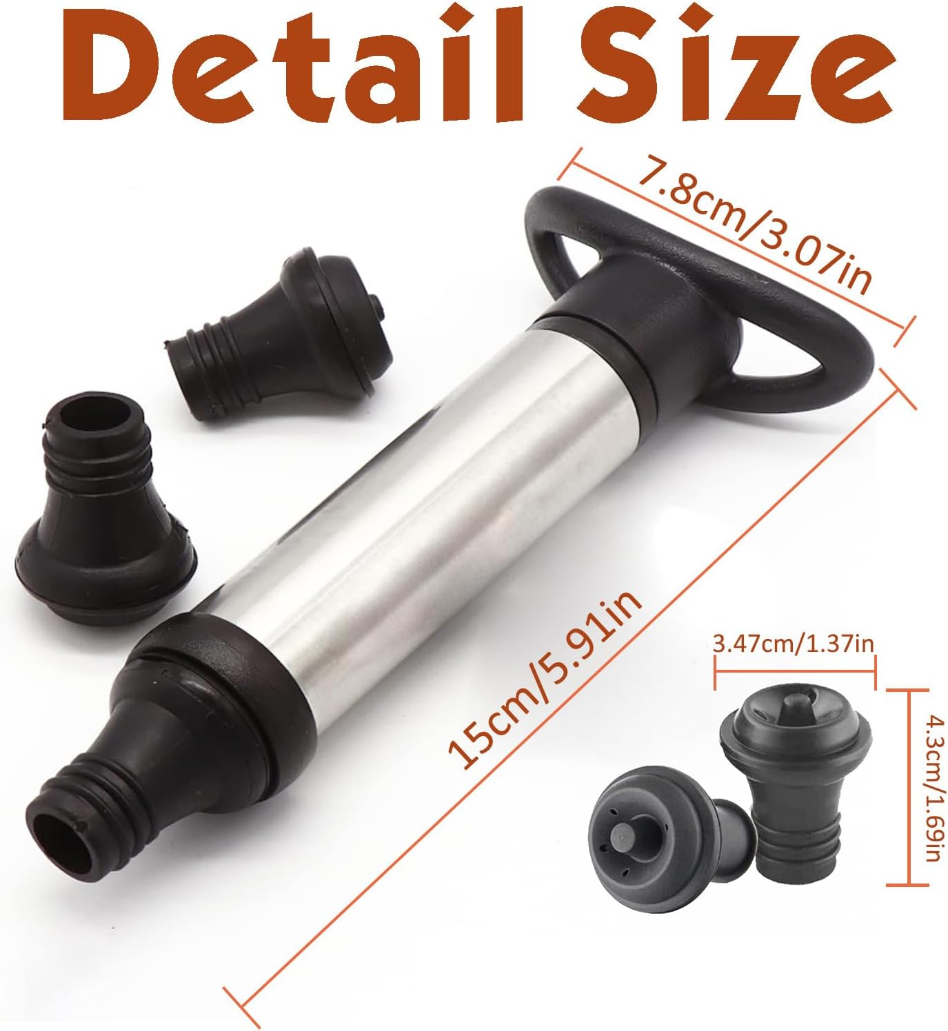 Shgarden Wine Pump Preserver Saver Kit Wine Stoppers Set Wine Saver with 4 Vacuum Stoppers Wine Vacuum Pump & 4 Silicone Wine Bottle Stoppers Vacuum Sealed Wine Plug for Home Kitchen Bar SH0009 image number 5