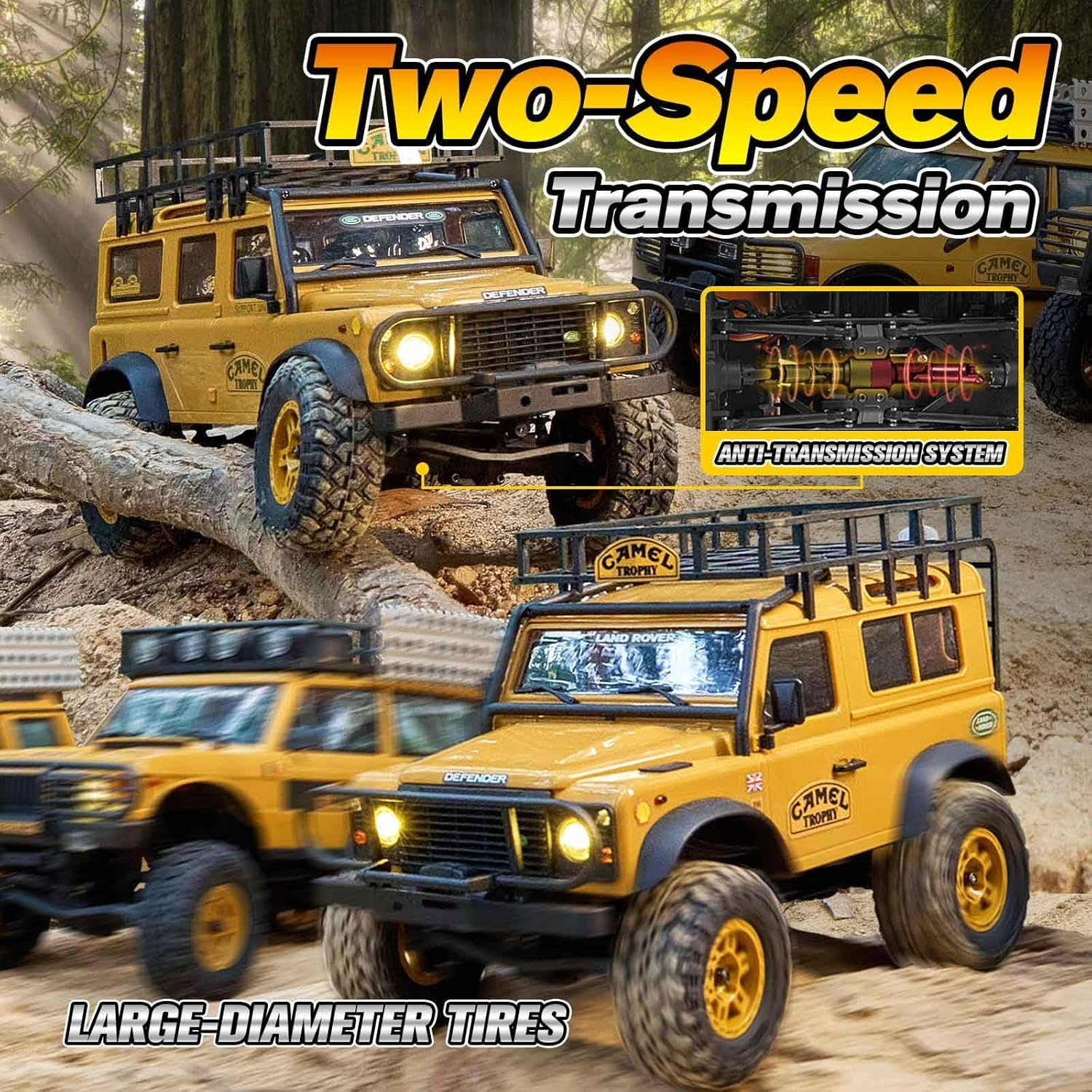 FMS 1/24 RC Crawler, FCX24M Land Rover Discovery, 2.4Ghz Off-Road RC Rock Crawler with Lighting Effects, Speed Switch and Accessory Packs, RC Cars for Adults