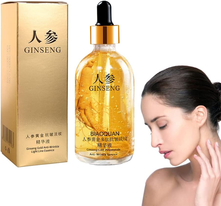 Ginseng Polypeptide Anti-Ageing Essence, Ginseng Gold Polypeptide Serum for Wrinkles and Sagging Skin, Hyaluronic Acid and Ginseng Extract - 100Ml