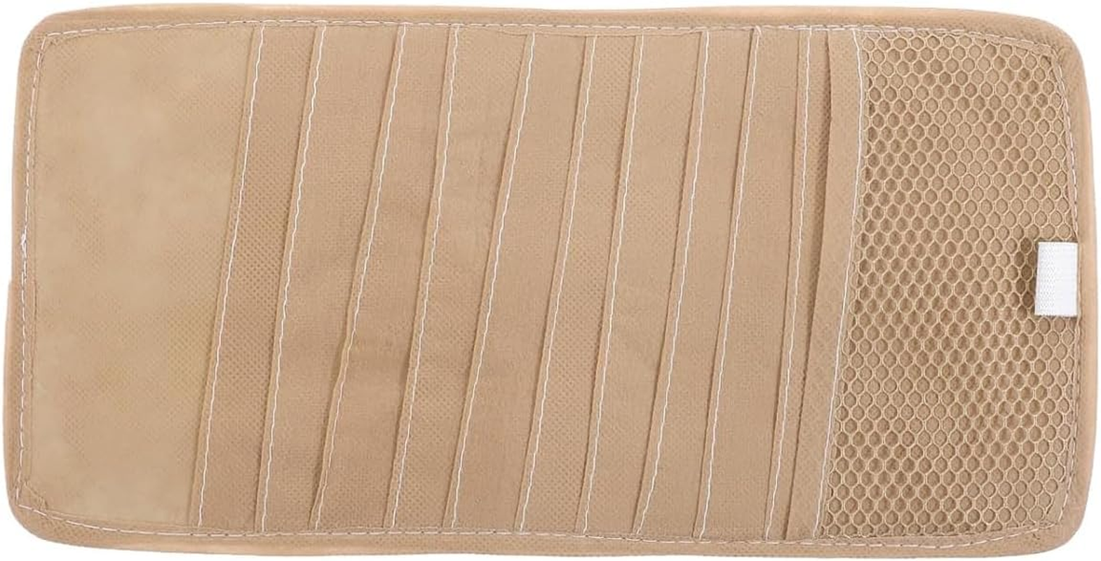Car CD Holder Storage Case,Cd Case Holder for Car,Khaki Large Capacity CD Visor Case,Car Truck SUV Visor Organizer with 10 DVD Storage Sleeves 1 Mesh Pocket 1 Pen Holder Elastic Strap image number 5