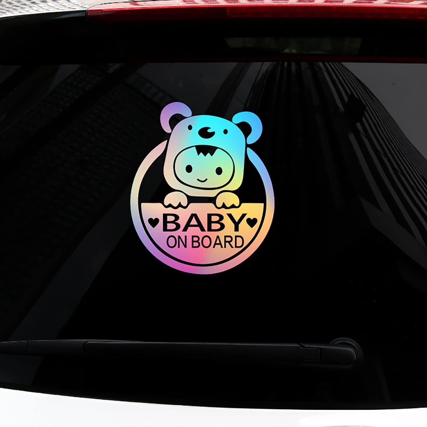 4 Pcs Reflective Baby on Board Stickers, Car Window Bumper Safety Sign, Waterproof Vinyl, White or Laser Color image number 1
