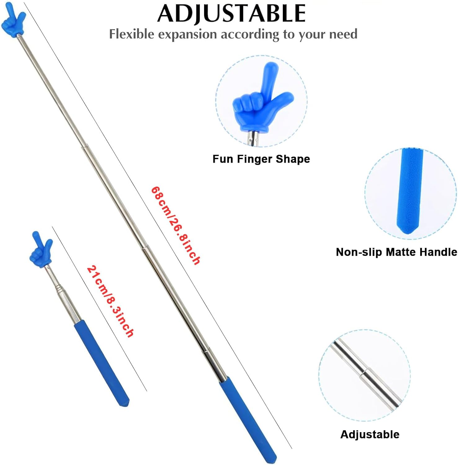 4Pcs Finger Pointer for Reading Beginner,Extendable Teacher Pointer Stick for School,Collapsible Telescopic Pointer for Pianoteaching,School Office Trainning Supplies,Improve Student Focus Tool image number 5