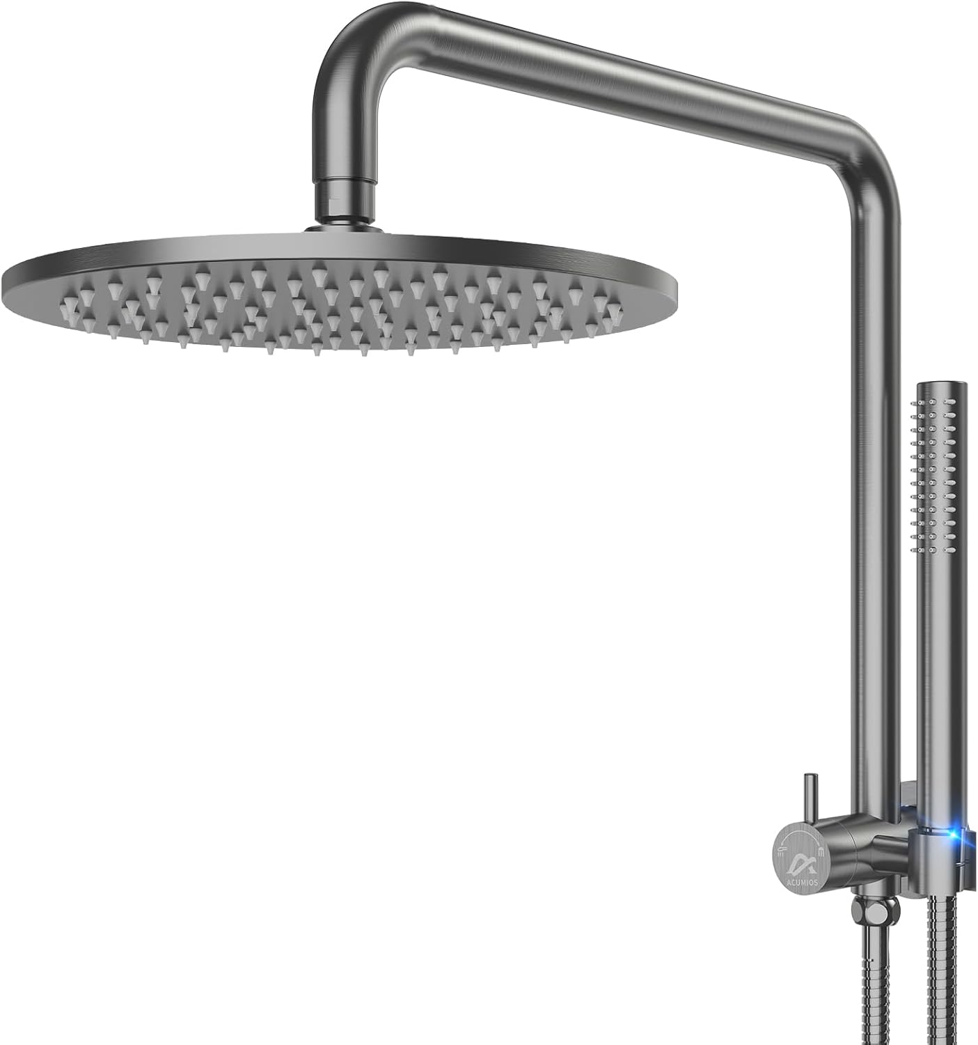 Acumios Luxury 10" Rain Shower Head Set, 2-In-1 Bathroom Shower System with 8Mm Thick Overhead and Stainless Steel Handheld, WELS Certified (Brushed Gold)