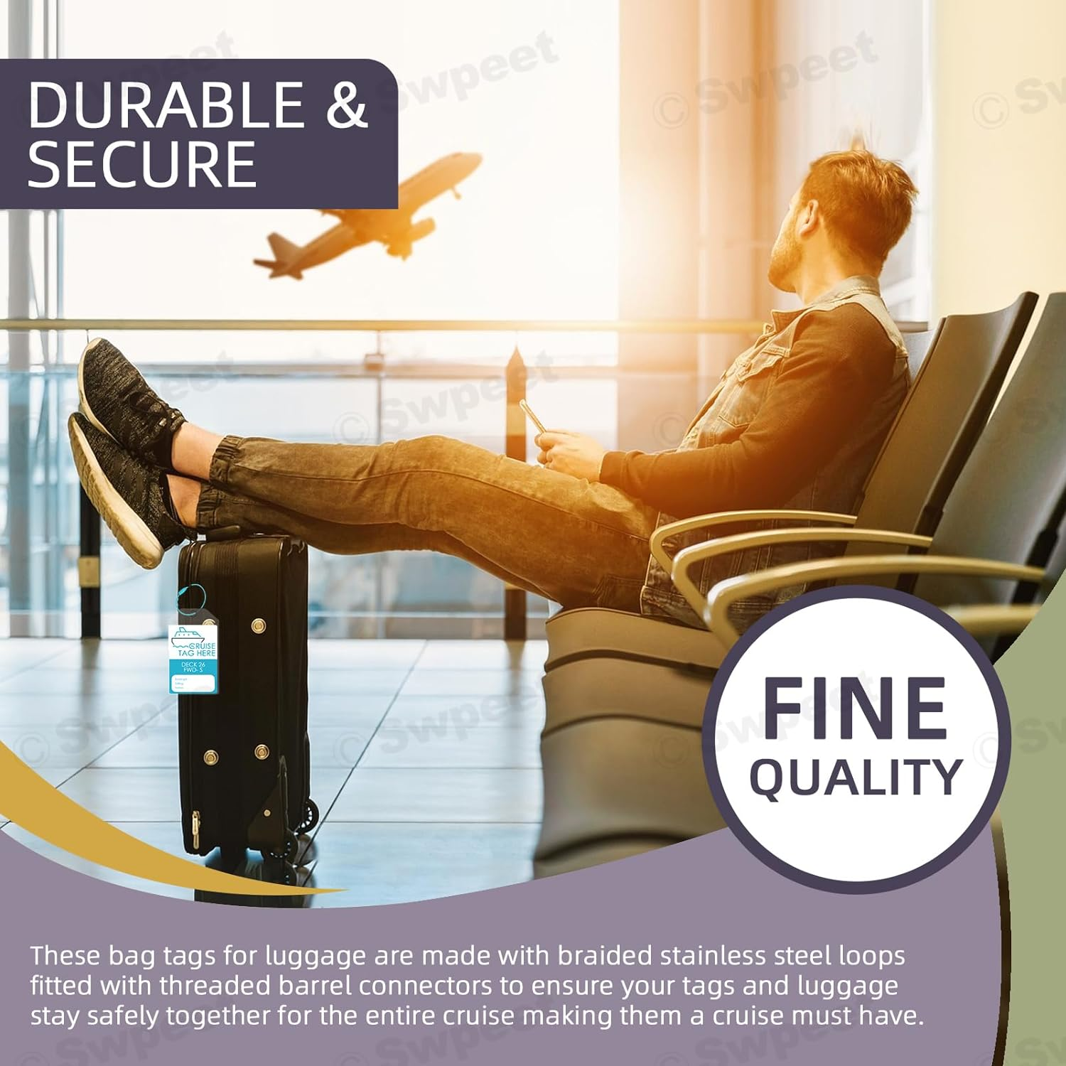 Swpeet 20Pcs Cruise Luggage Tags Clear Tags Cruise Travel Essentials with Steel Loops, Royal Caribbean Luggage Tag Holders Fits for All Royal Caribbean Ships and Celebrity Cruise image number 5