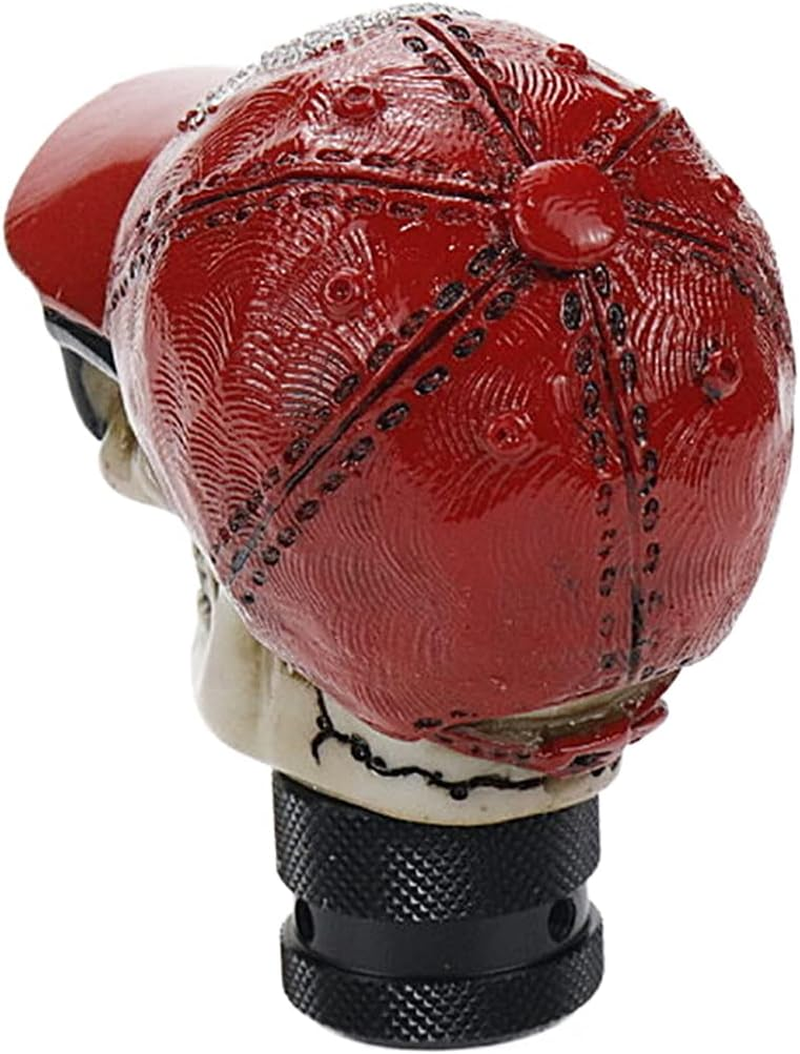 Modengzhe Resin Cap Skull Shpae Universal Type Gear Shift Knob Replacement Decor for Car Interior Modification (Red Cap) image number 3