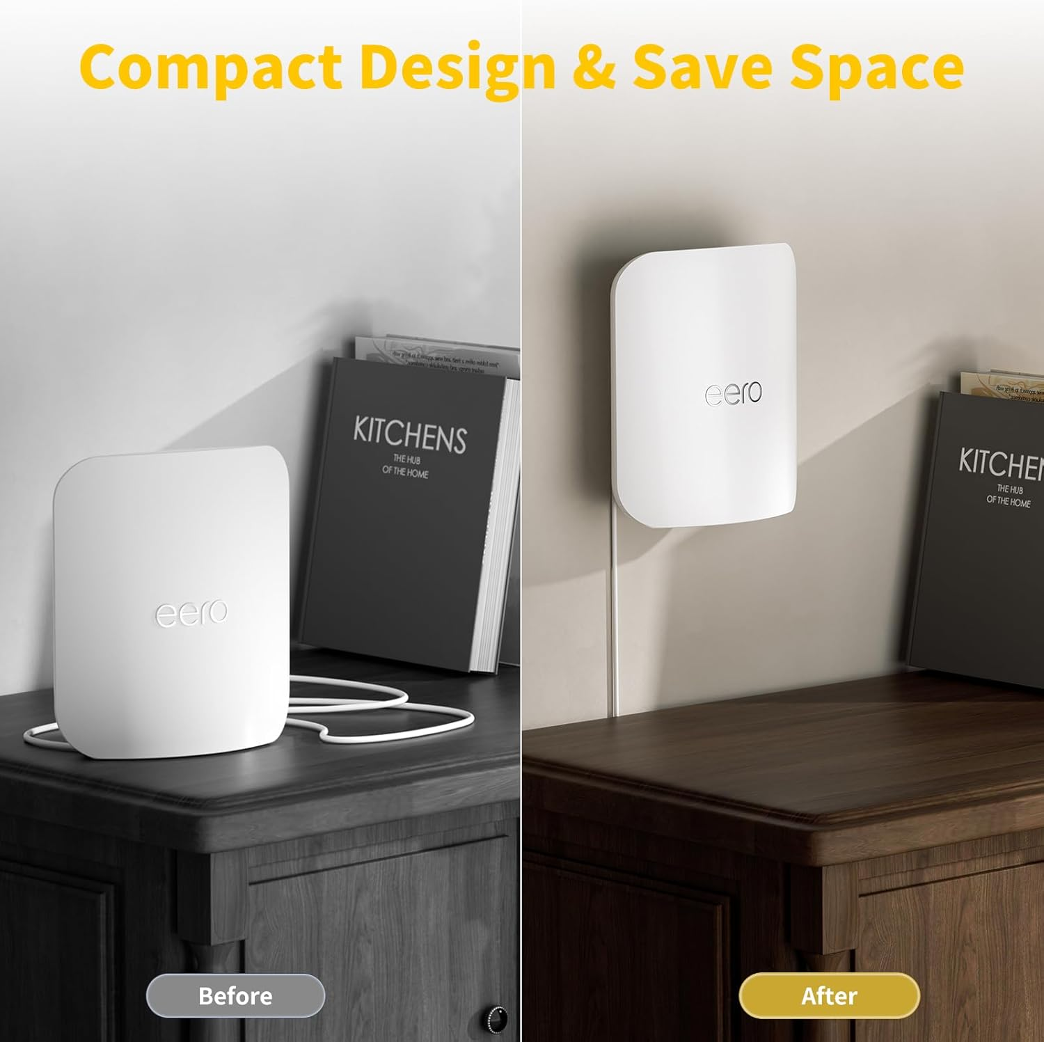 Dunear Eero Pro 7 Wall Mount Bracket (3-Pack), Sturdy ABS Holder with Cable Management, Compatible with Eero Pro 7 Tri-Band Mesh Wi-Fi 7 Router, Space Saving & Easy Installation image number 5