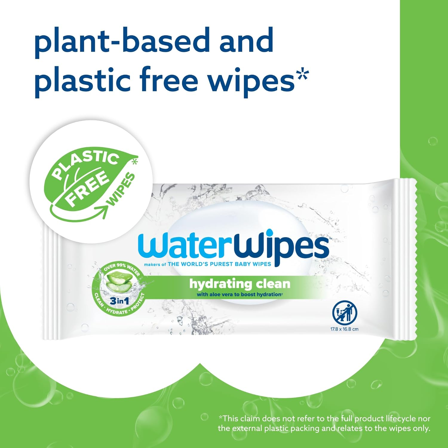 Waterwipes 720 Pack, Hydrating Clean, 99% Water Based with Aloe Vera, Clean, Hydrate & Protect Skin, Unscented & Hypoallergenic (12 Packs X 60 Wipes) image number 4