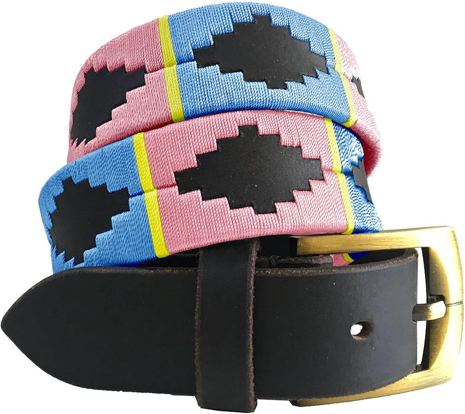 CARLOS DIAZ Mens Womens Unisex Argentinian Brown Leather Embroidered Polo Belt (100 Cm/ 36 Inches) image number 1