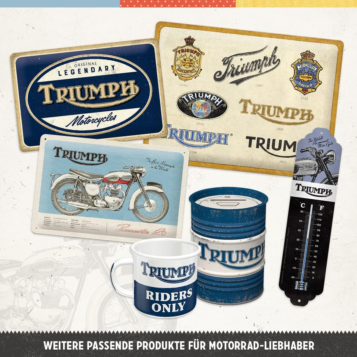 Nostalgic-Art Retro Enamel Mug 360Ml Triumph - Riders Only - Gift Idea for Bikers Camping Mug Vintage Design image number 4