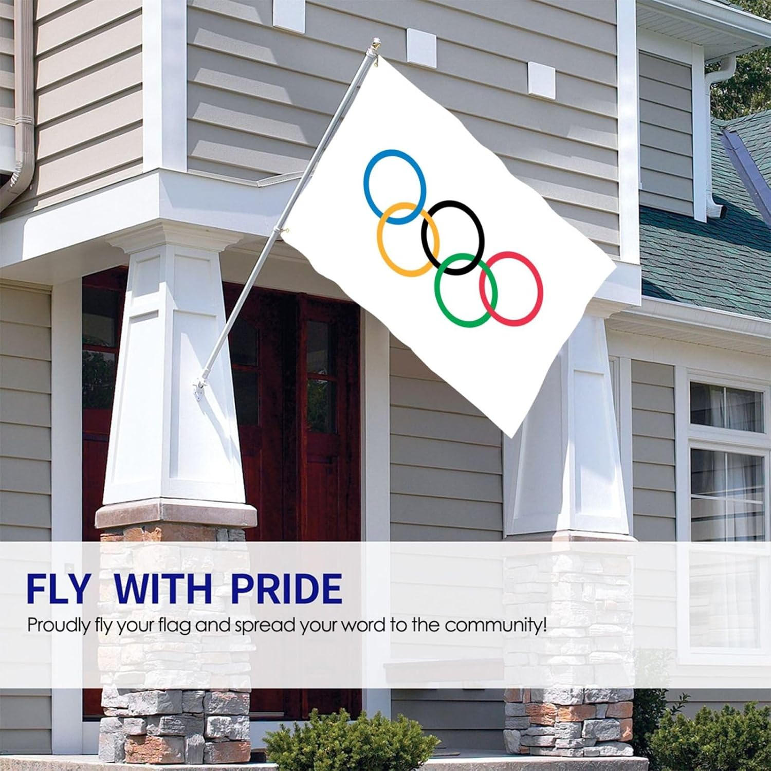 Olympic Flag 3X5 Ft Olympics Decorations 2024 Flags - Indoor and Outdoor Olympic Banner image number 4