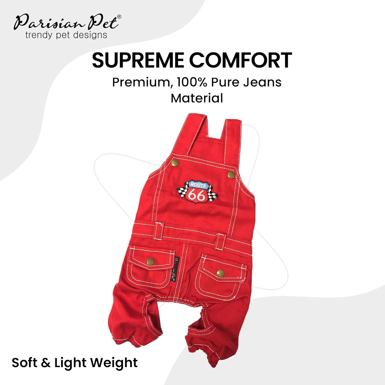 Parisian Pet Dog Clothes Cat Apparel Outfits Route 66 Jumpsuit, S image number 5