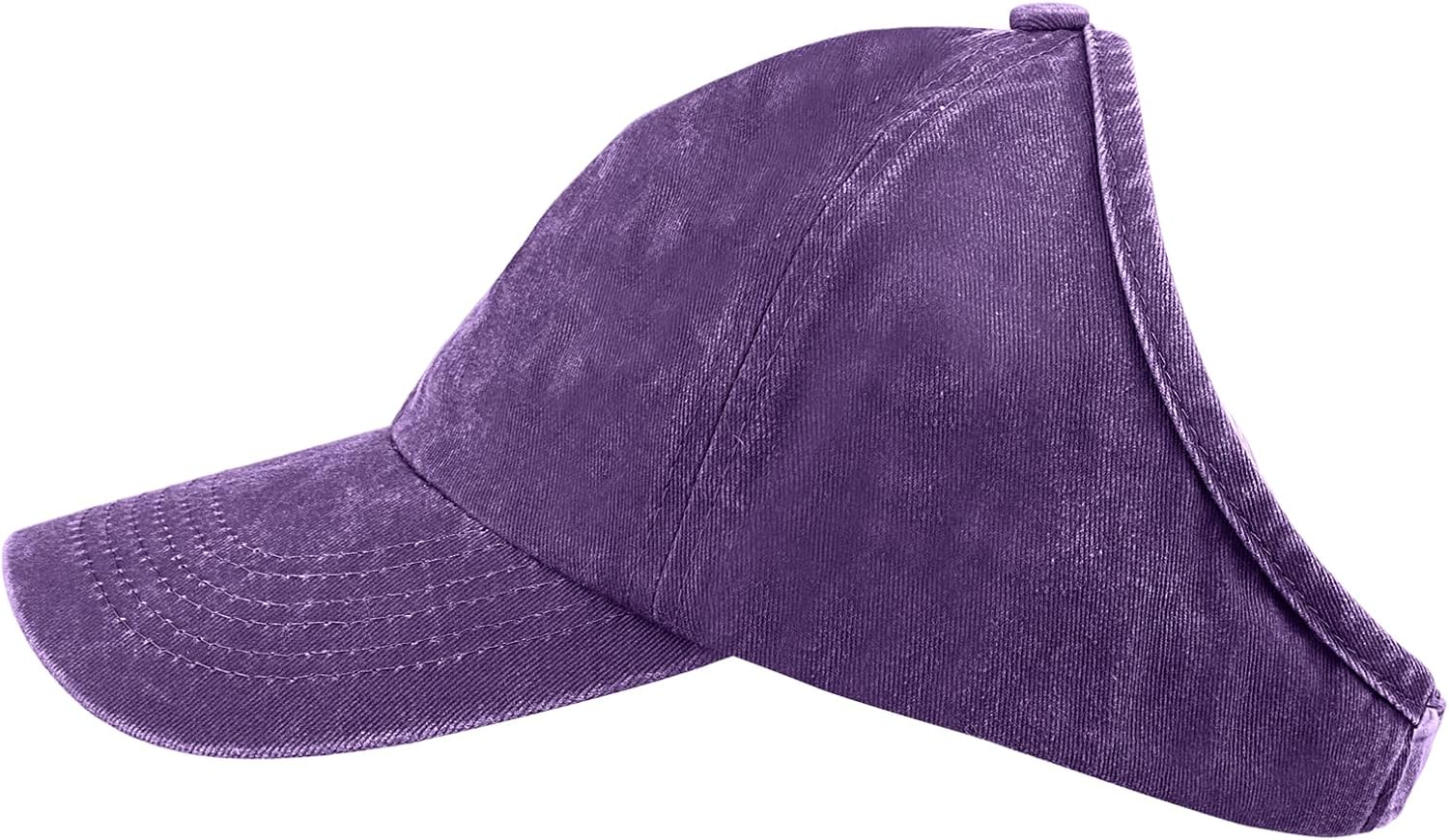 TOPTIE Backless Washed Cotton Ponytail Cap Messy Bun Curly Hair Baseball Caps for Women - Blue image number 7