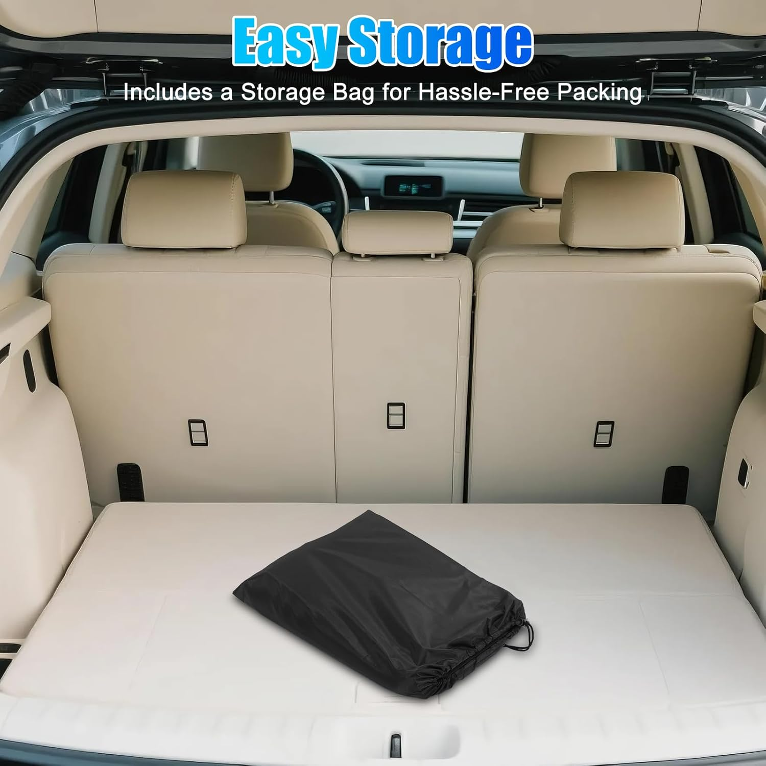 WODHMIEY Foldable Car Rear Seat Extender, Seat Mattress for Camping with Extension Plate for Car, SUV, MPV, 50X15.75X7.87In, Increase Sleeping Space and Comfort in the Rear Seat (Black, Flannel) image number 6