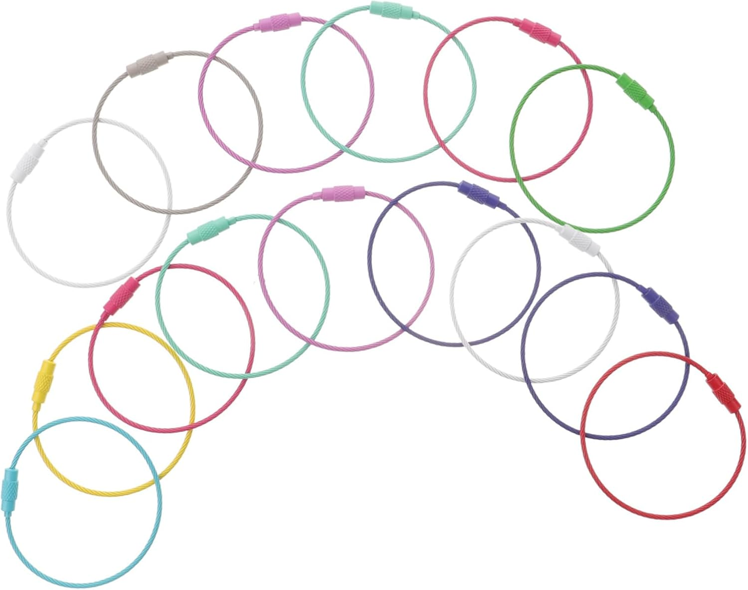 COSMEVIVI 15Pcs Colorful Coated Steel Wire Keychain Loops Luggage Wire Tags Multi-Functional Key Rings 1.5Mm X 15Cm for Travel and DIY Accessories Random Color image number 6