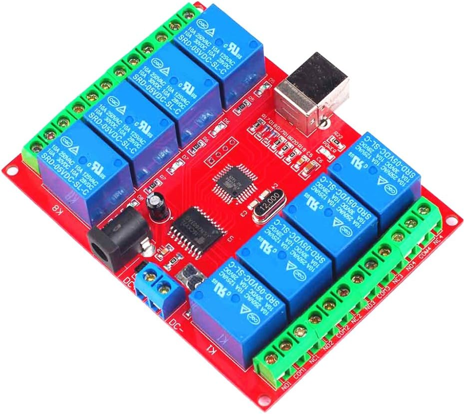 HOMYL DC 12V 8-Channel USB Relay Board Module PC Computer Control for Home Automation image number 1
