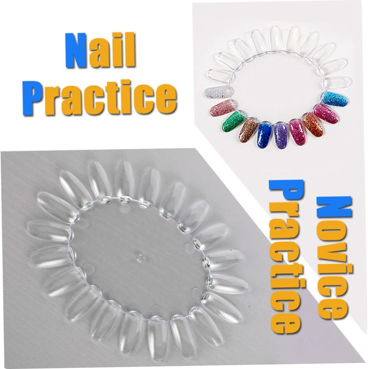 Vaguelly 10Pcs Nail Display Board Oval Nail Art Practice Plates Gel Polish Chart image number 5