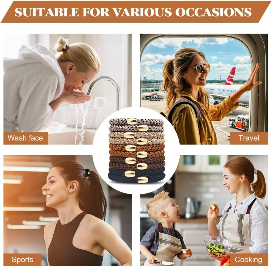 HMCEY Pack of 10 Women'S Hair Bobbles Scrunchies Colourful Tie Hair Elastics Ponytail Holder Hair Bands Multicoloured Suitable for All Hairstyles image number 6