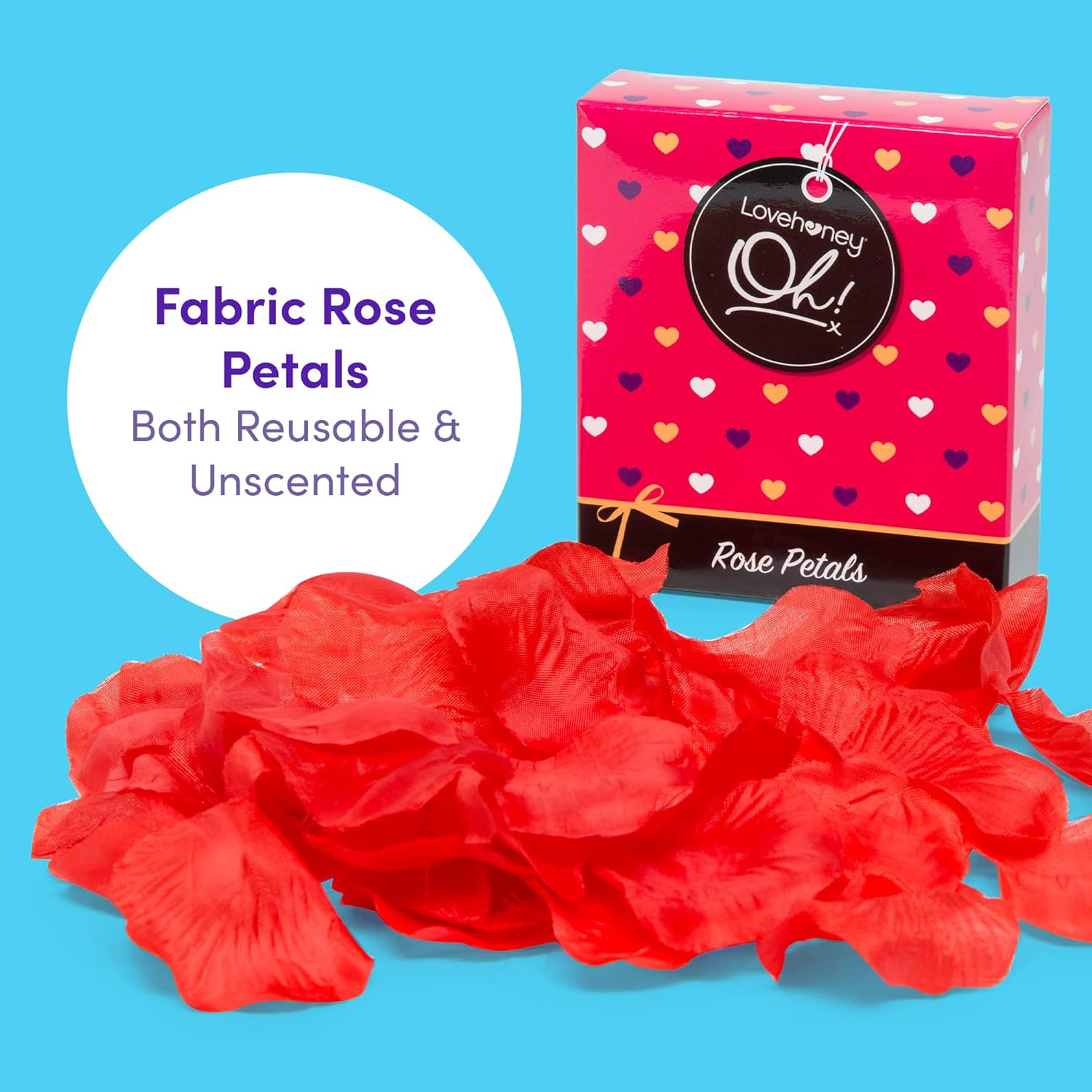 Lovehoney Red Fake Rose Petals - Reusable & Unscented Fabric Petals - Perfect for Valentines or Date Nights - Pack of 75-80 image number 2