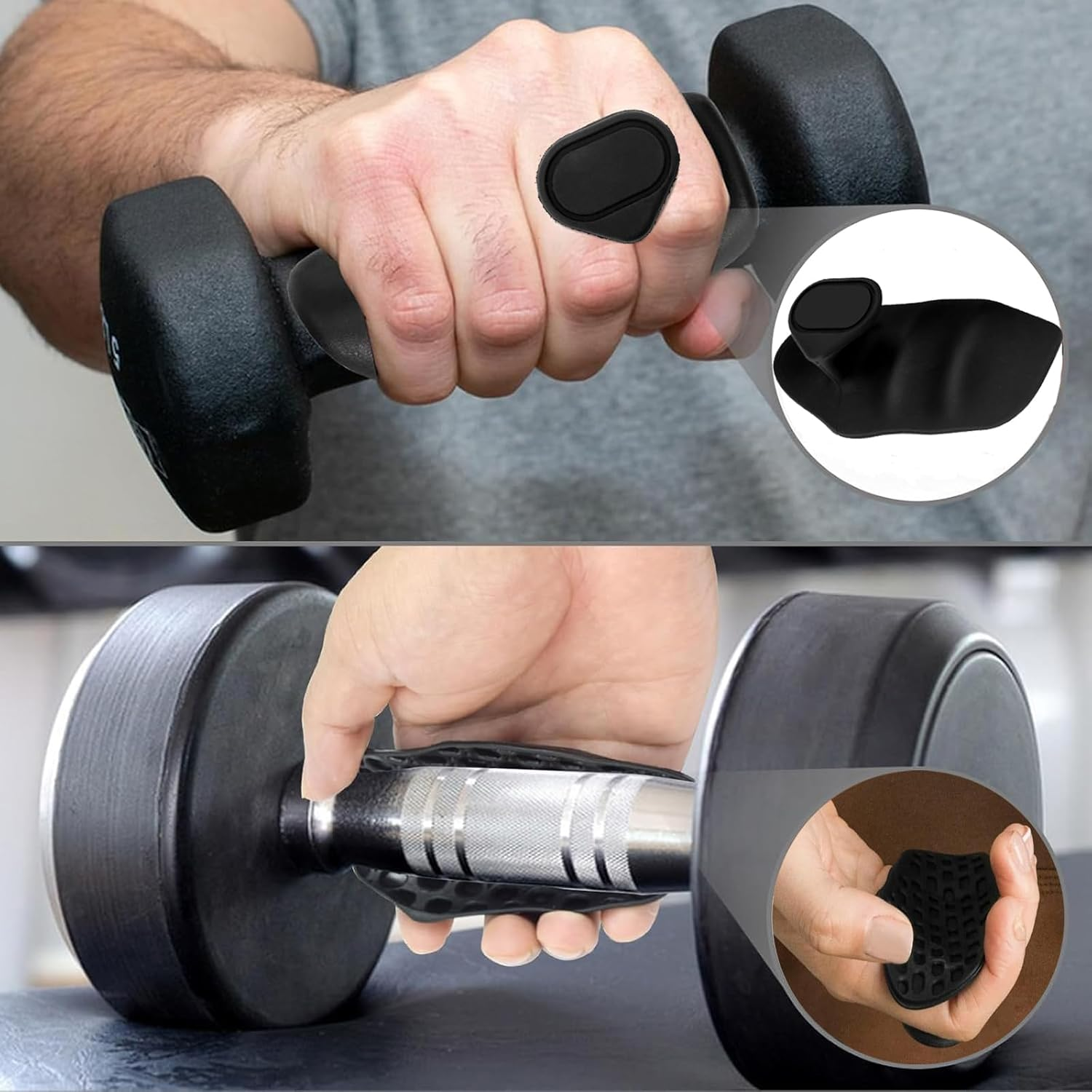 Original Weight Lifting Grips for Men Women Deadlifts, Rows, Ergonomics Workout Rubber Gym Grips Pads for Palm Protection, Fingerless Workout Gloves for Men Exercise Bodybuilding