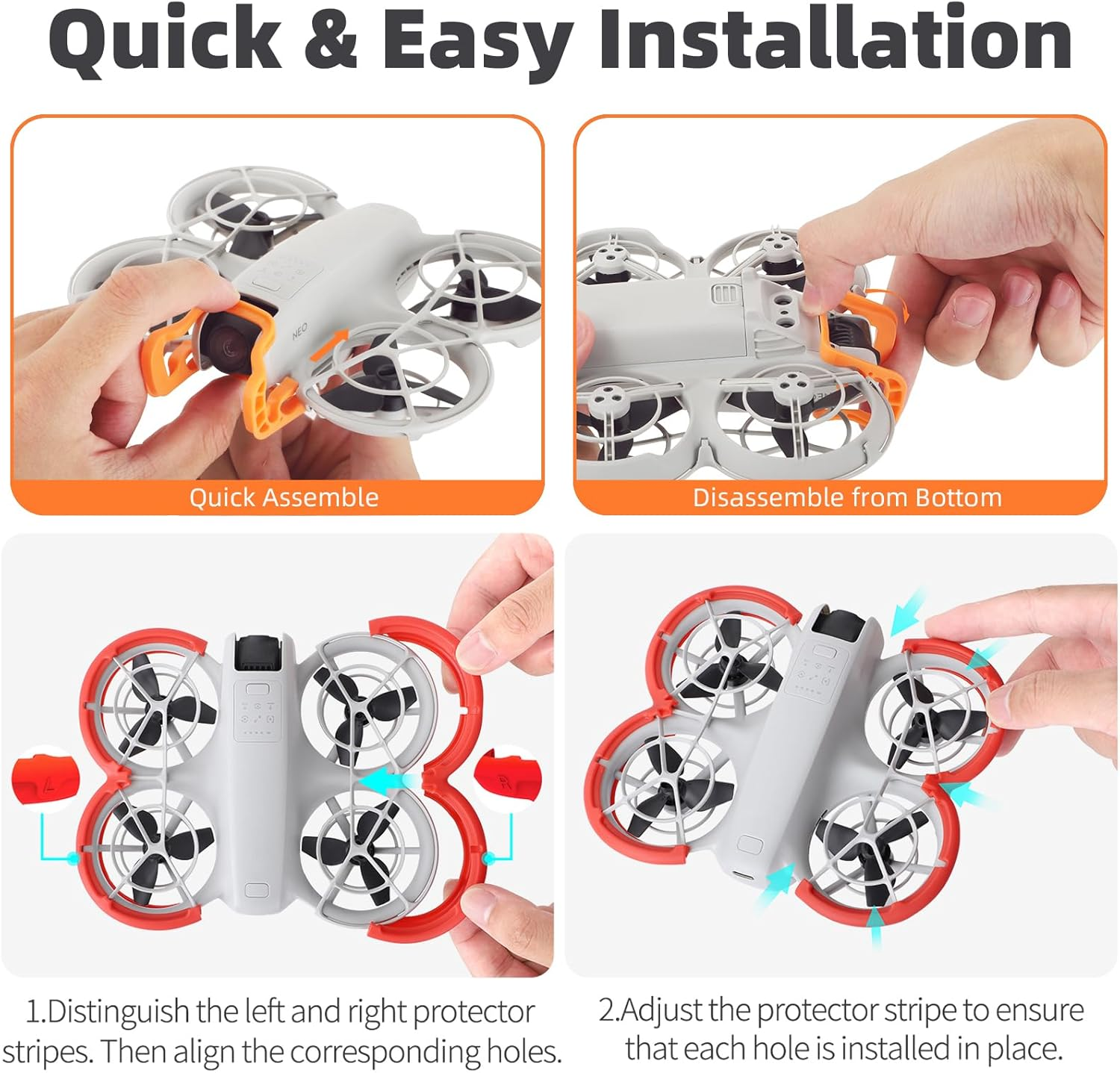 FSIDIWT Anti-Collision Protection for DJI Neo Accessories, 2-In-1 Neo Gimbal Anti-Collision Protector + Neo Propeller Protection for DJI Neo Drone - Black image number 5