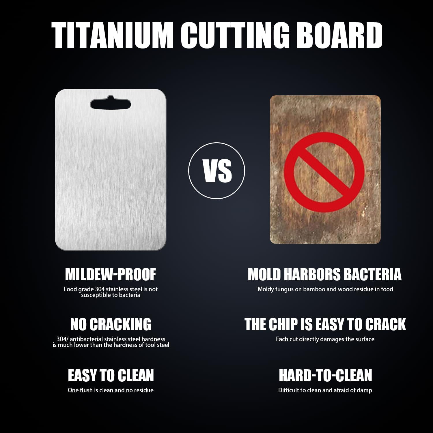 Titanium Cutting Board - 100% Pure Double Sided Mat for Kitchen - Cutting Edge Hygiene & Durability for Meat, Fruit & Vegetable (L) image number 2
