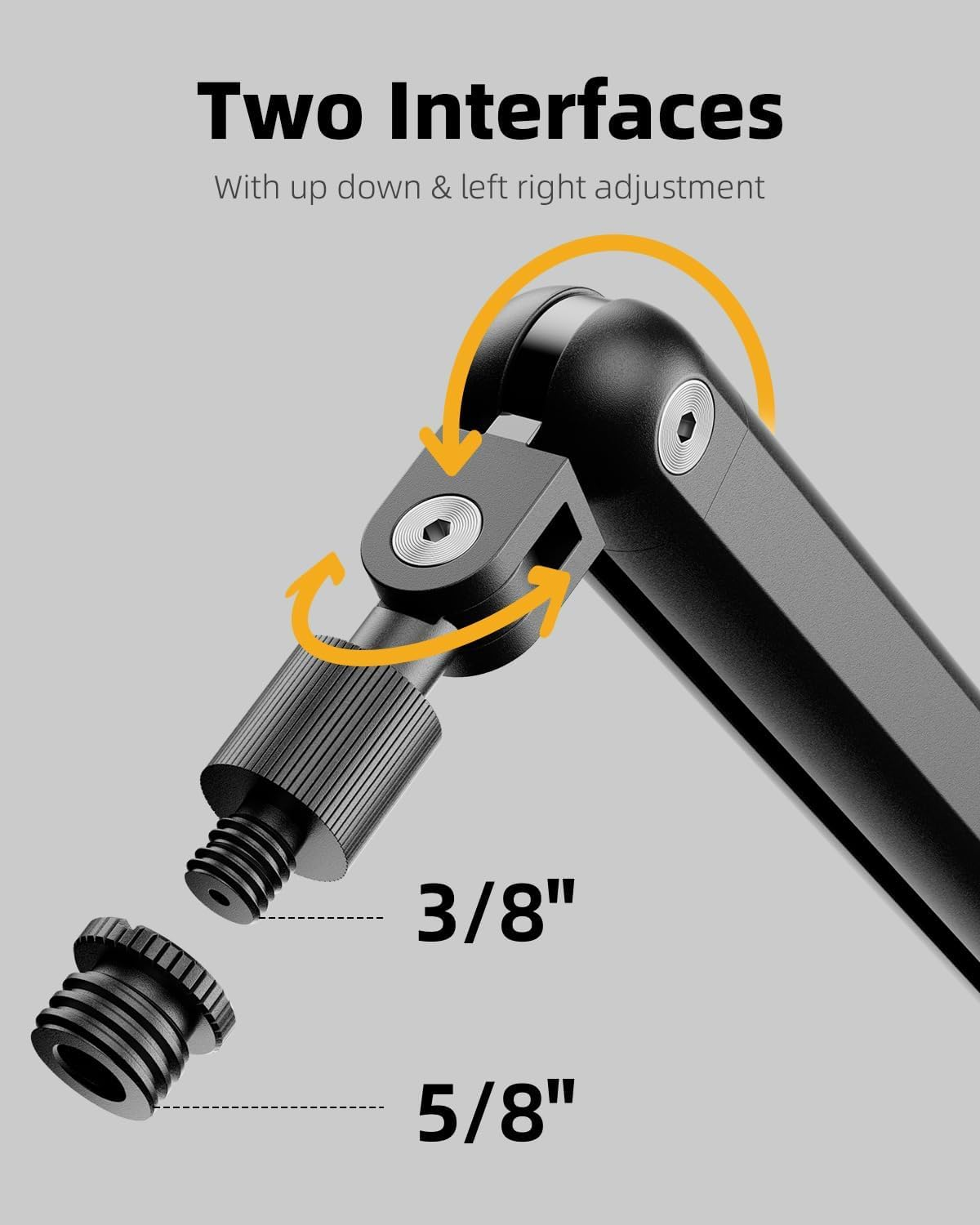 Mic Arm, Low Profile Microphone Arm Stand with Desk Mount Clamp, Boom Arm with Cable Management, Adjustable Mic Stand for Mics up to 3LB, 3/8'' 5/8'' Adapter for Podcast, Gaming, Streaming image number 3