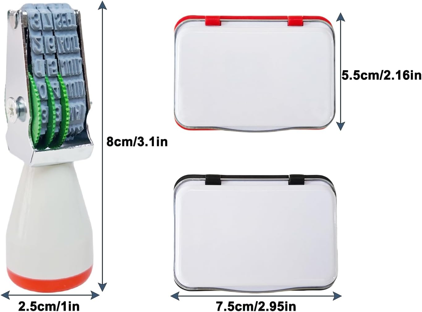 Homvik Egg Dating Stamp Kit with 4Mm Rubber Stamper, Black and Red Ink Pads, for Farm Fresh Eggs, Chicken Duck Turkey Eggs image number 2