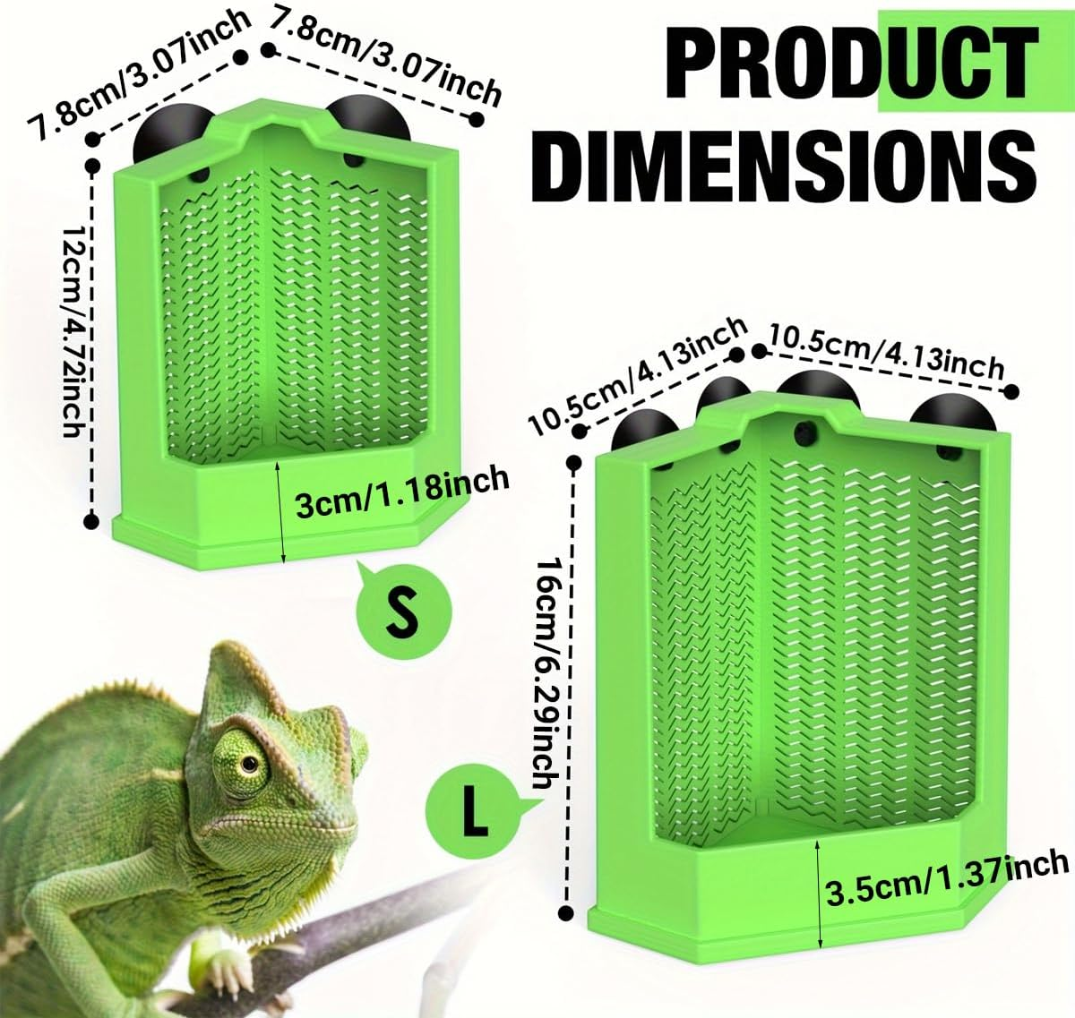 AIMALL Dual-Size Insect Feeder for Reptiles &ndash; Suction Cup Mounted Lizard and Gecko Feeding Station, Ant-Escape Design, Suitable for Various Climbing Pets