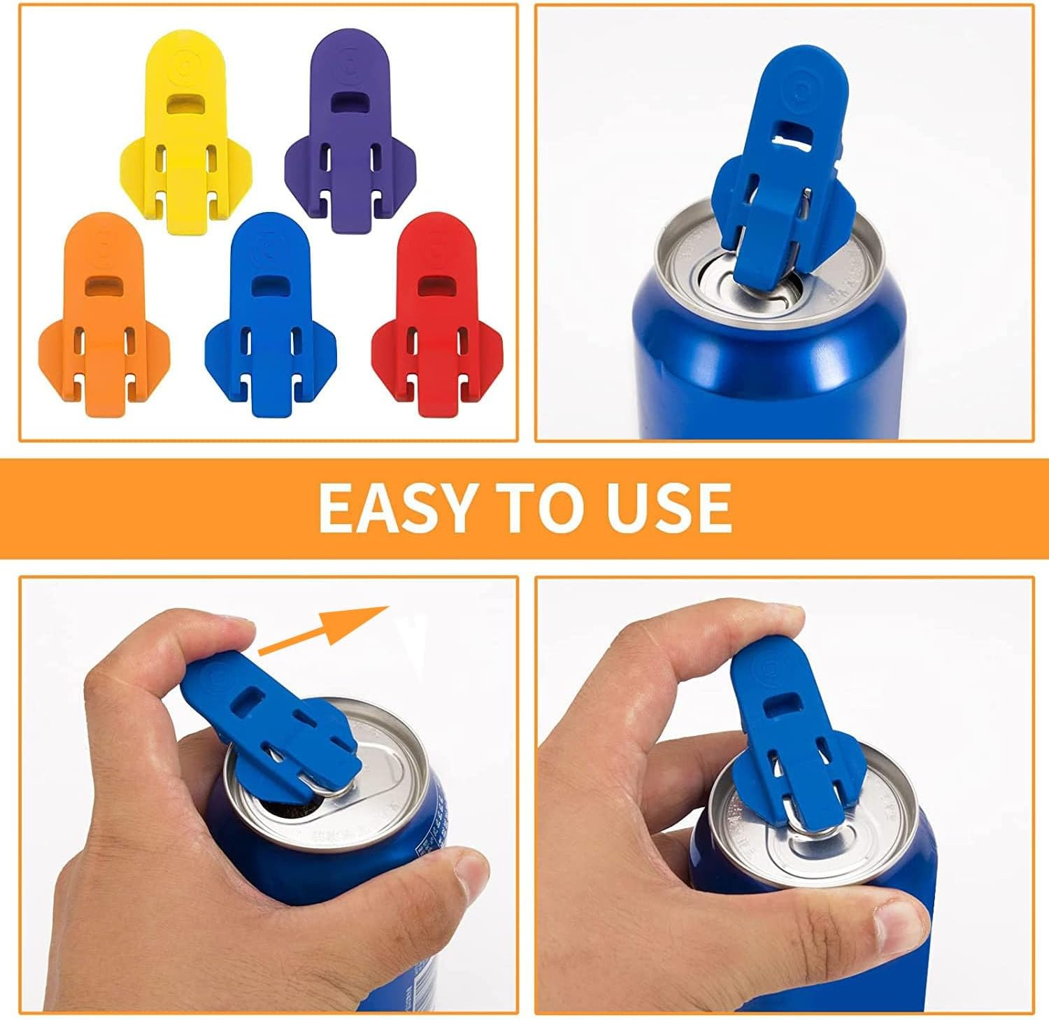 Simple Can Opener, Easy Can Opener Soda Beer Can Opener, Manual Easy Can Opener Colorful Drink Can Protector Cap for Pop, Coke, Beer, Soda Aluminum Beverage image number 6