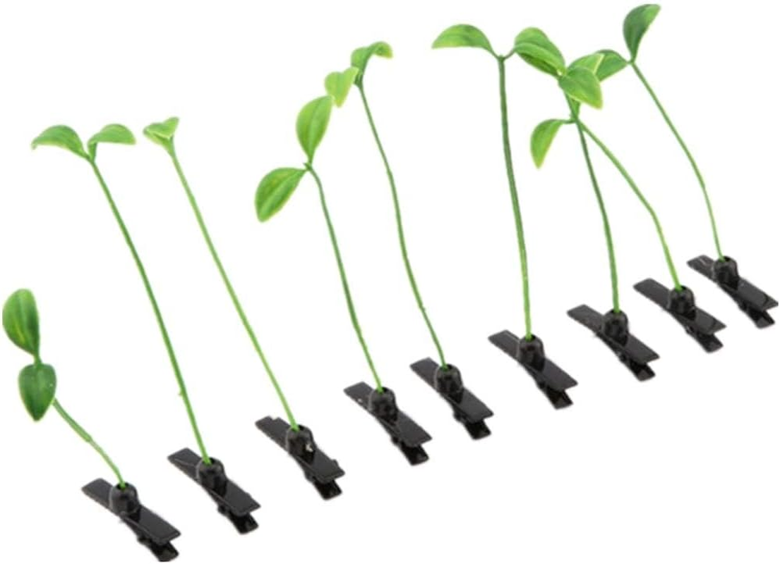 Pack of 9 Green Grass Hair Clips Soy Sprouts Hair Pins Cute Grass Hair Clip Funny Green Leaf Hair Pins Accessories Gift for Women Girls Children Hair Clips Hair Accessories image number 3