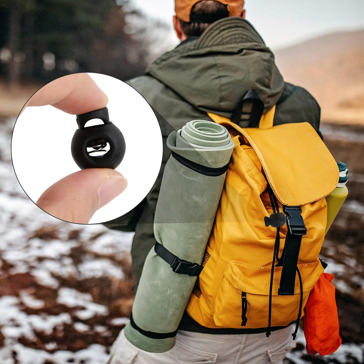 10Pcs Toggles Cord Adjusters, Black Toggles for Drawstrings, Drawstring Spring Toggles, Plastic Toggles for Cord, Single Hole Spring Cord Locks, round Toggles for Shoelaces, Clothing, Backpack,Luggage image number 5