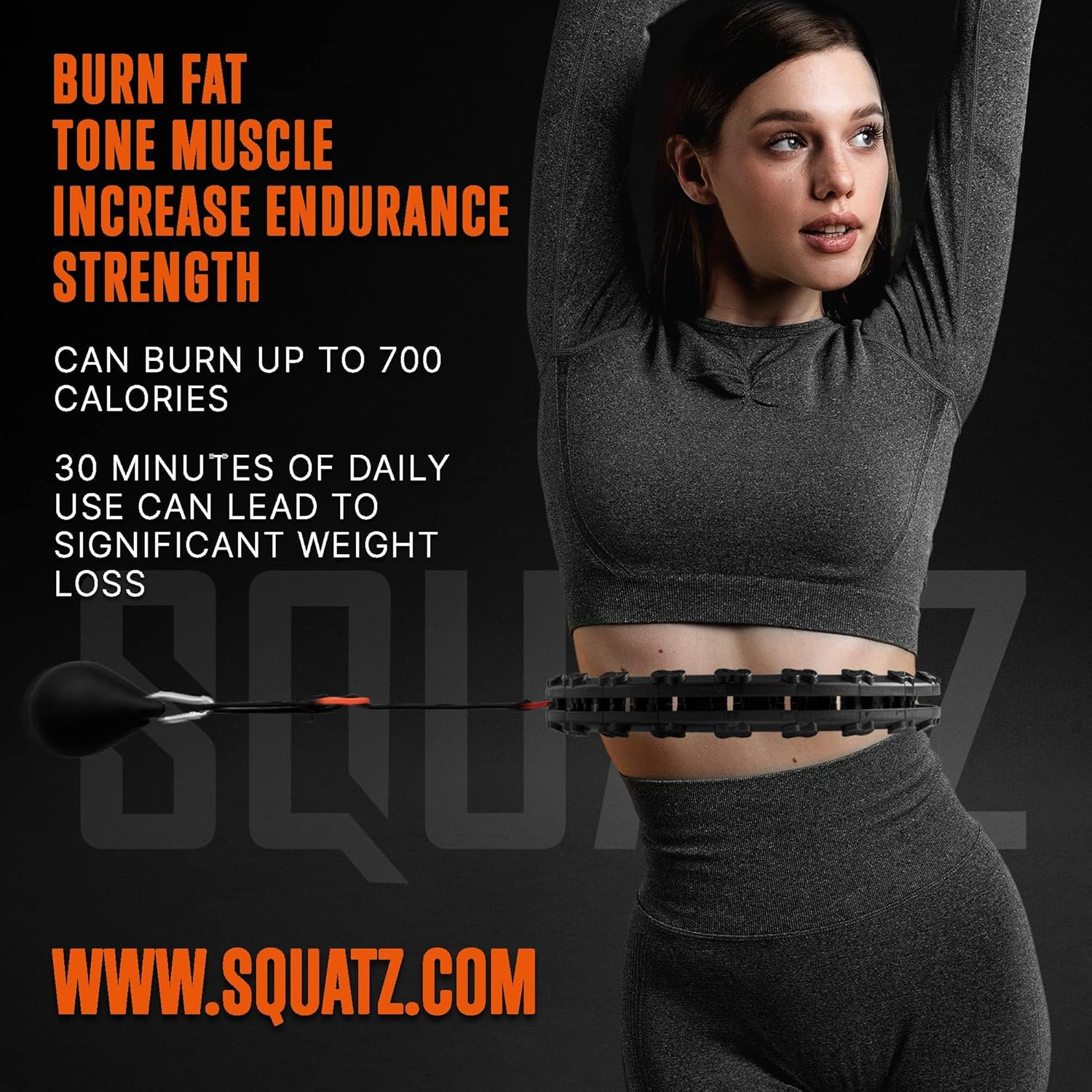 SQUATZ Exercise Hula Hoop for Adults Weight Loss - Weighted Hula Hoop for Workout, Adjustable & Detachable Weighted Hula-Hoop image number 3