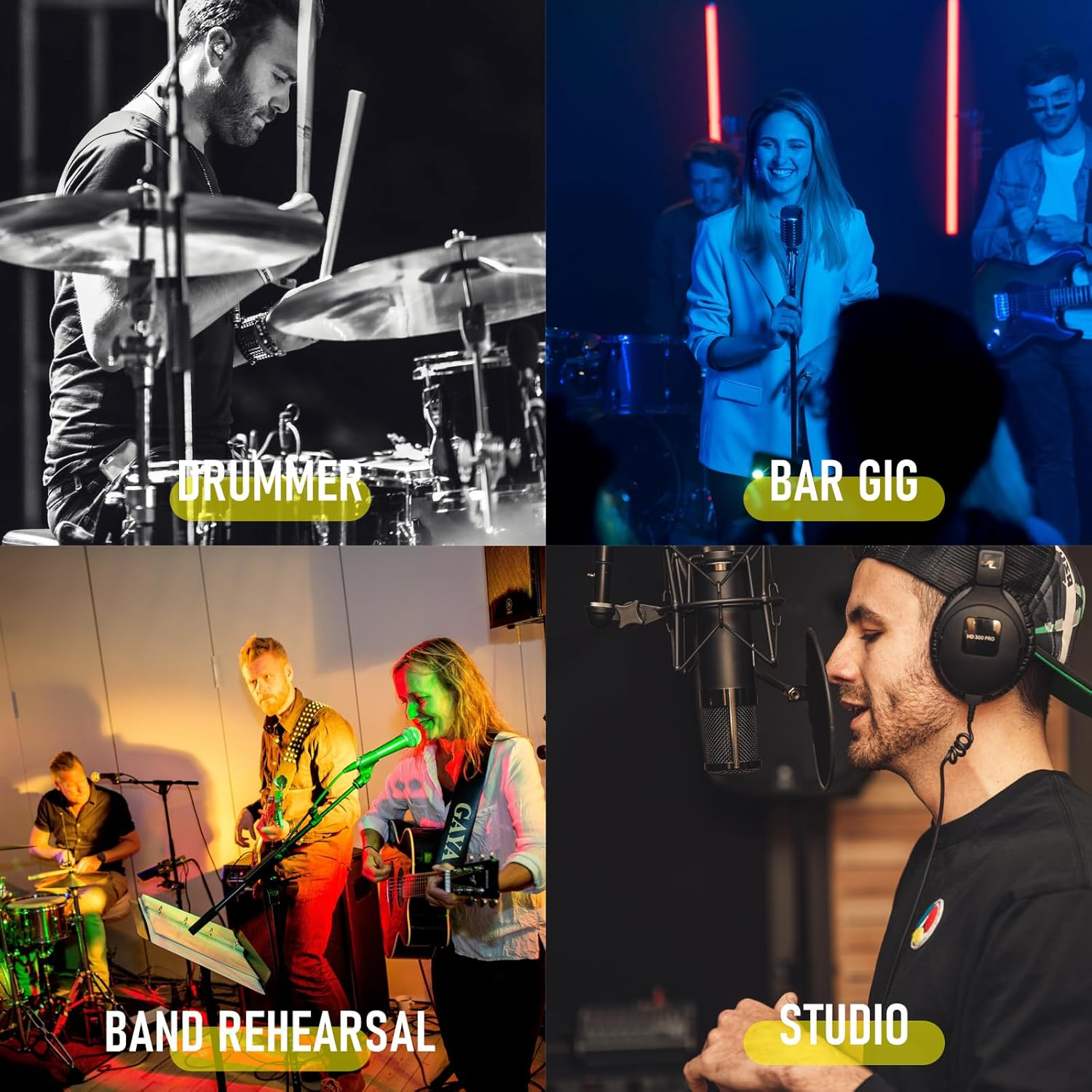 FZONE P4 Wired In-Ear Monitor IEM Amplifier Portable IEM Quickly Switch Stereo Mono for Drummer,Band,Studio image number 4