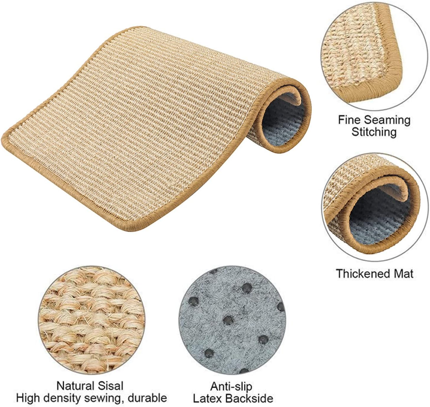 Cat Scratcher Mat, Natural Sisal Cat Scratch Pad, 40X60Cm Natural Sisal Woven Rope Scratching Pad for Cat Grinding Claws & Protecting Carpet Rug Furniture image number 1