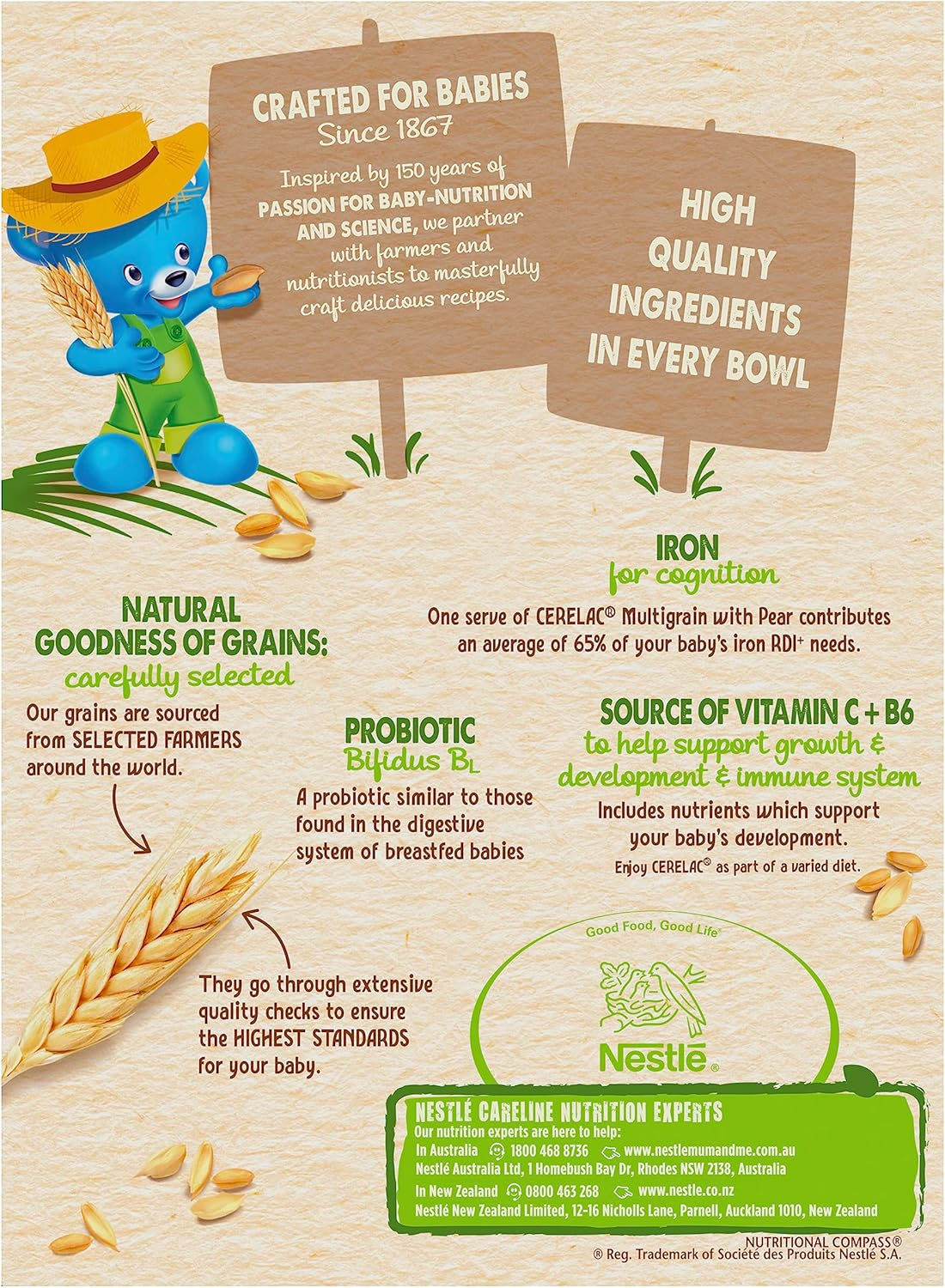 Nestl&eacute; CERELAC Multigrain with Pear Baby Cereal, from 6 Months &ndash; 200G image number 1