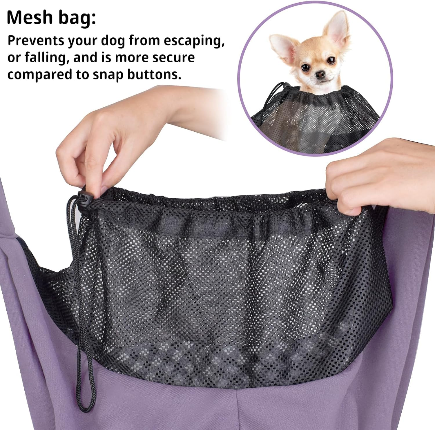 CUBY Reversible Pet Sling Carrier Hands-Free Dog Cat Carrier Bag Double-Sided Pouch Adjustable Shoulder Strap Carry Tote Handbag for Walking Subway (Upgrade Purple) image number 6