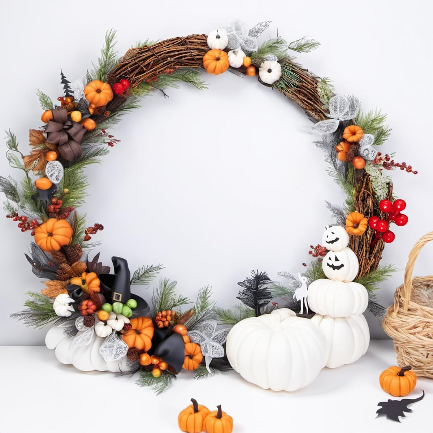 Grapevine Wreath Set, Marrywindix 1 Piece Natural Vine Branch Wreath Christmas DIY Rattan Wreath Garland for Christmas Holiday Craft Wedding Decor (14 In.) image number 2