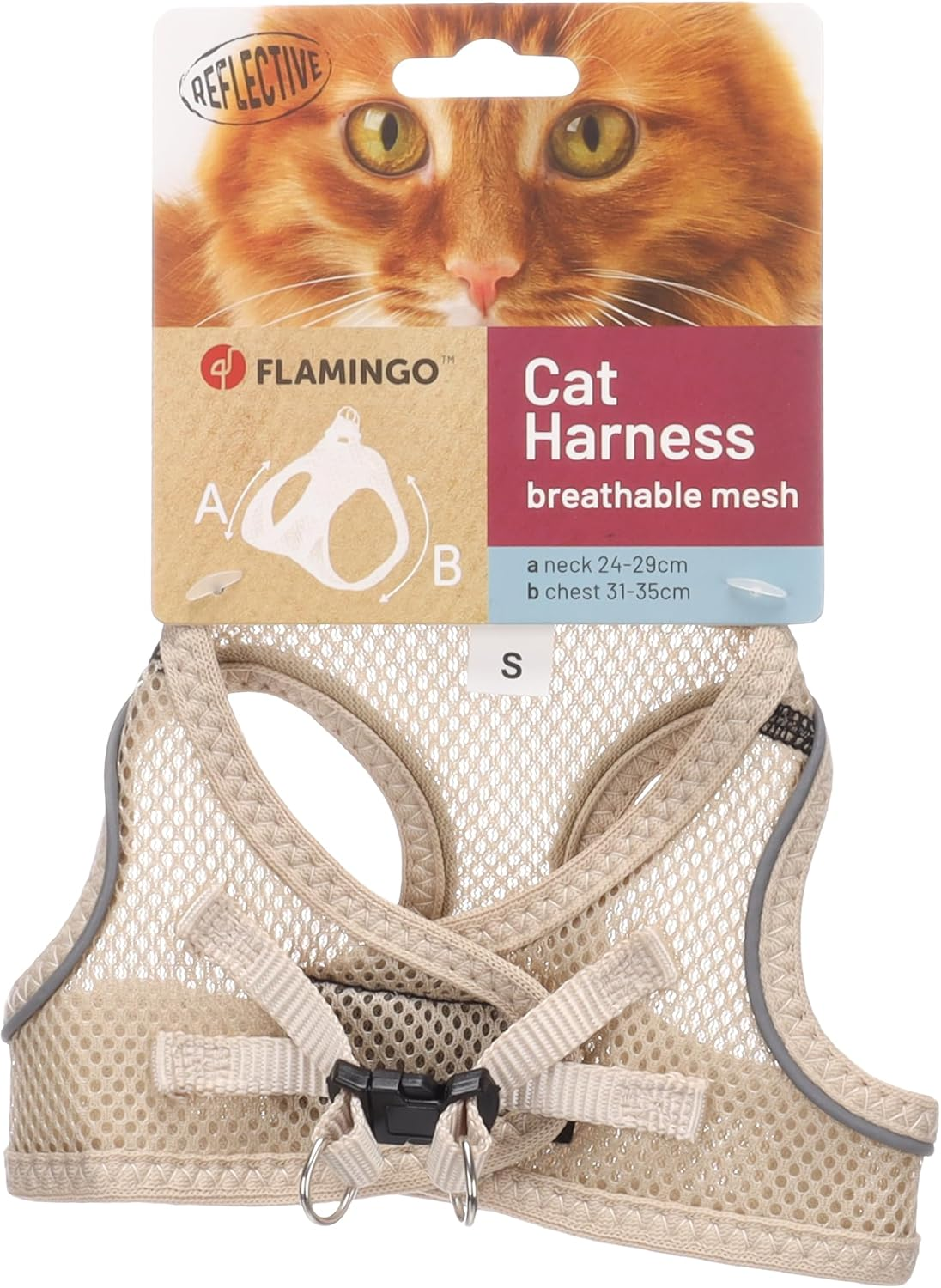 Flamingo Cat Harness Step&Go Berta Khaki L 30-34 Cm 48-52 Cm