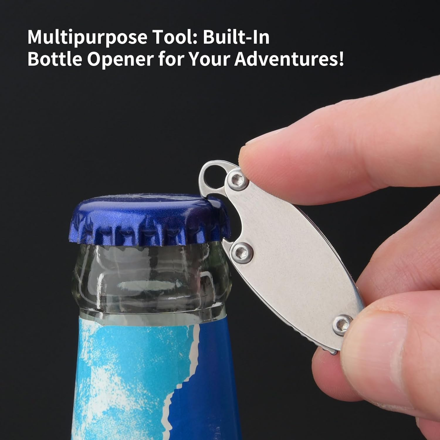 2-Pack Olive-Shaped Stainless Steel Folding Knives &ndash; Compact, Multi-Functional EDC Tool with Bottle Opener, Keychain Attachment, and Sharp 7Cr Steel Blade (1.65" Closed, 0.35 Oz) image number 3