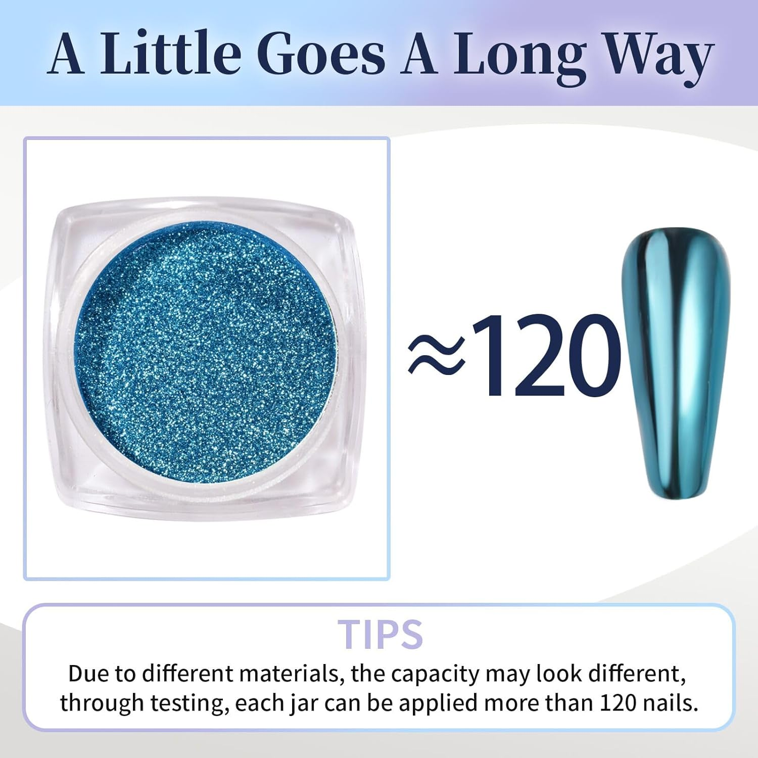 Pretty Diva Cyan Chrome Nail Powder, Cyan Blue Chrome Nail Powder Mirror Chrome Powder for Nails Metallic Chrome Nail Pigments Powder Decoration for Nail Art image number 5