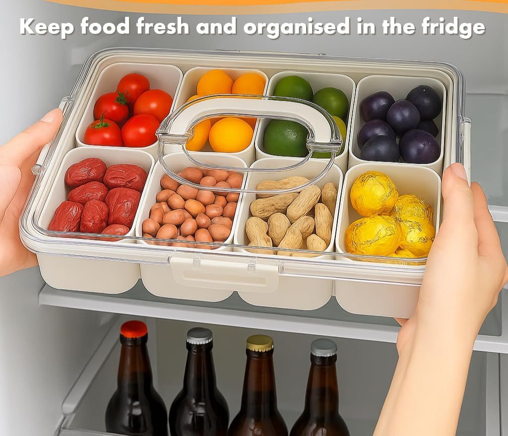 Corali 8-Compartment Tray with Lid &ndash; Dishwasher Safe Picnic Tray & Snack Box, Meal Prep Container, Compartment Lunch Box image number 6