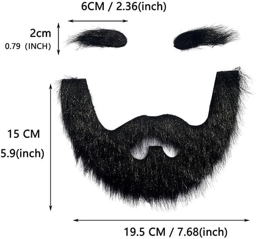 CENZICOM Fake Mustache Set Fake Beard Mustaches - DIY Self Adhesive Facial Hair for Costume and Halloween Festival Party image number 3