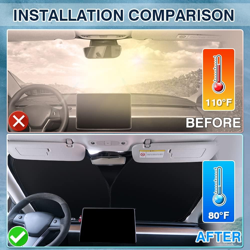 Karltys Compatible with Sunshade Honda Civic 2016-2021 10Th Gen. Accessories Windshield Sun Shade UPF50+ Foldable Front Window Cover 240T Reflective Sun Visor Protector Block Heat Keep Car Cooler image number 1