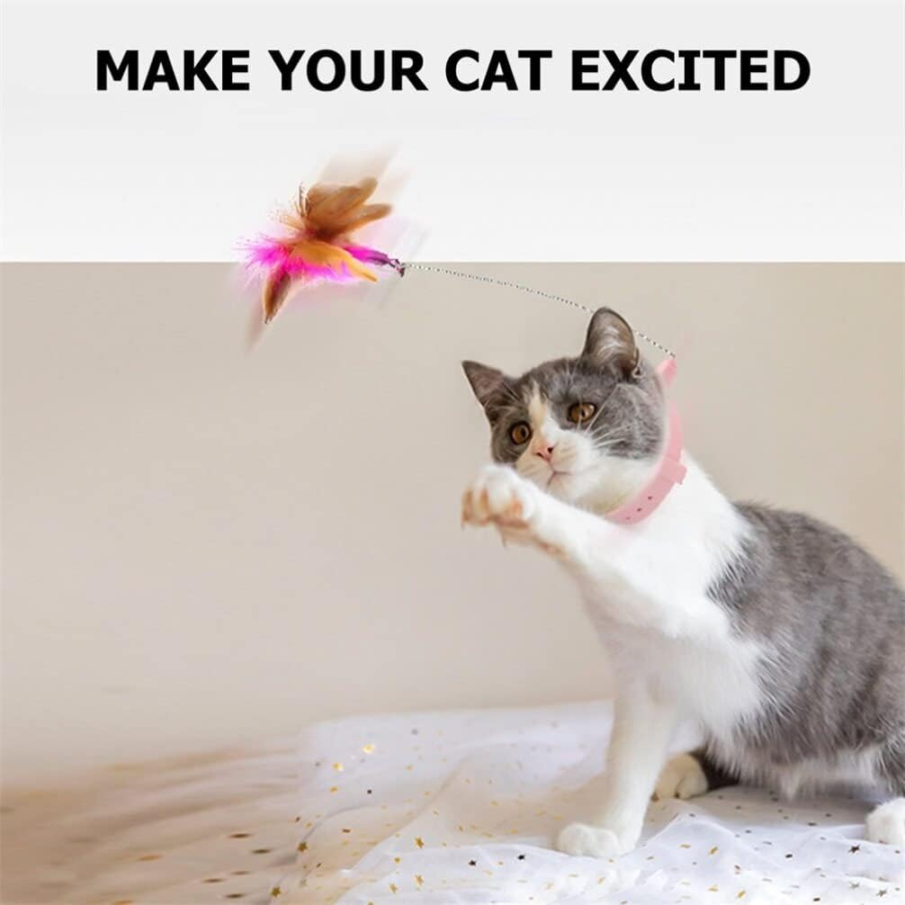 Alipis Interactive Cat Wands Cat Teaser Wand Collar Toys Silicone Collar Hands Toy Interactive Kitten Toys with Bell for Play and Exercise Interactive Cat Toys image number 1