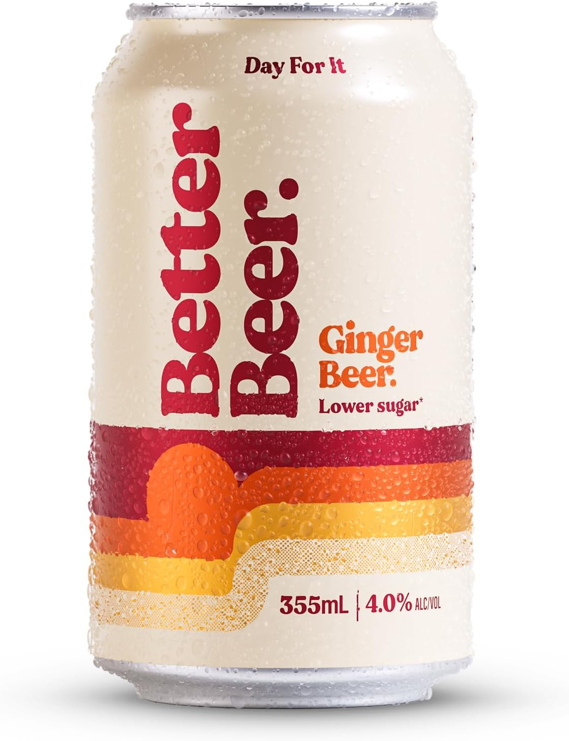 Better Beer Ginger Beer, Lower Sugar Alcoholic Beverage, Gluten Free, 355Ml Can, Rice-Based Seltzer, 4.0% ABV, 24 Pack